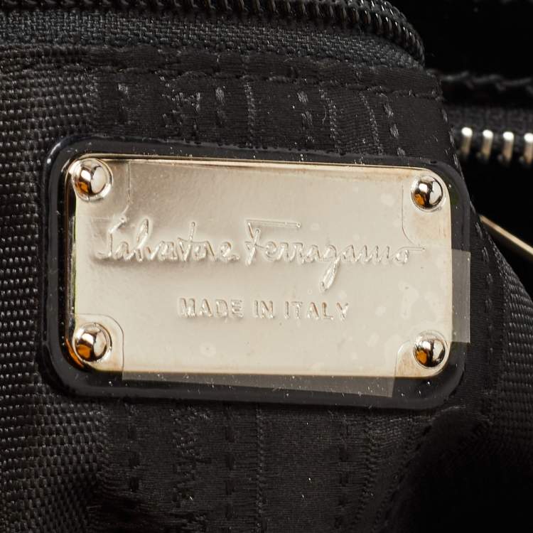 Pre Owned Salvatore Ferragamo Black Patent Leather Marisa Shoulder Bag