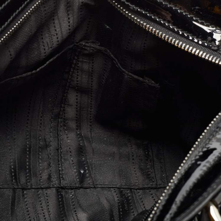 Pre Owned Salvatore Ferragamo Black Patent Leather Marisa Shoulder Bag