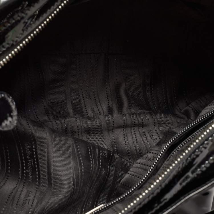 Pre Owned Salvatore Ferragamo Black Patent Leather Marisa Shoulder Bag