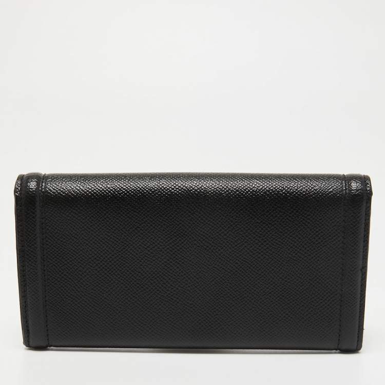 مملوكة مسبقًا Salvatore Ferragamo Black Leather Vara Bow Continental Wallet