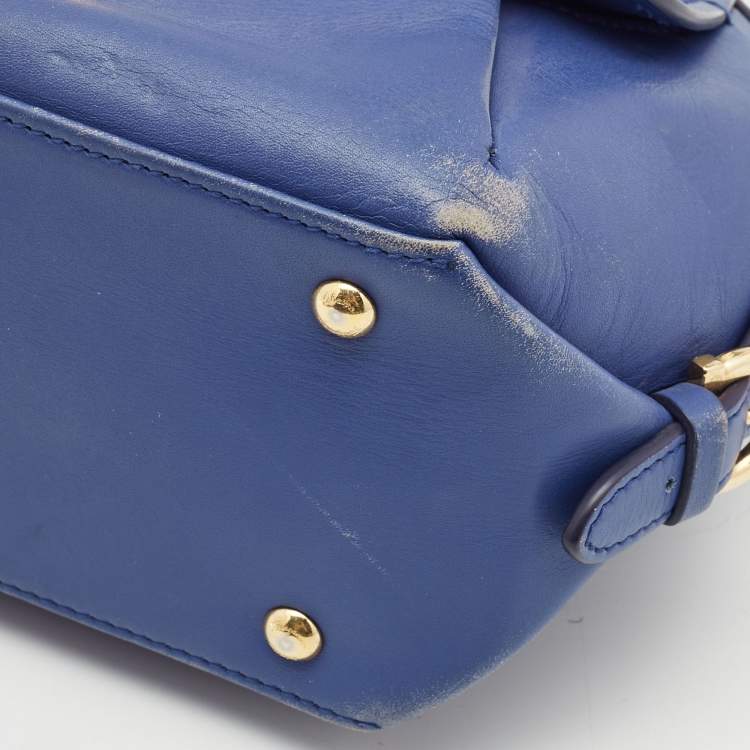 مملوكة مسبقًا Salvatore Ferragamo Purple Leather Fiamma Satchel
