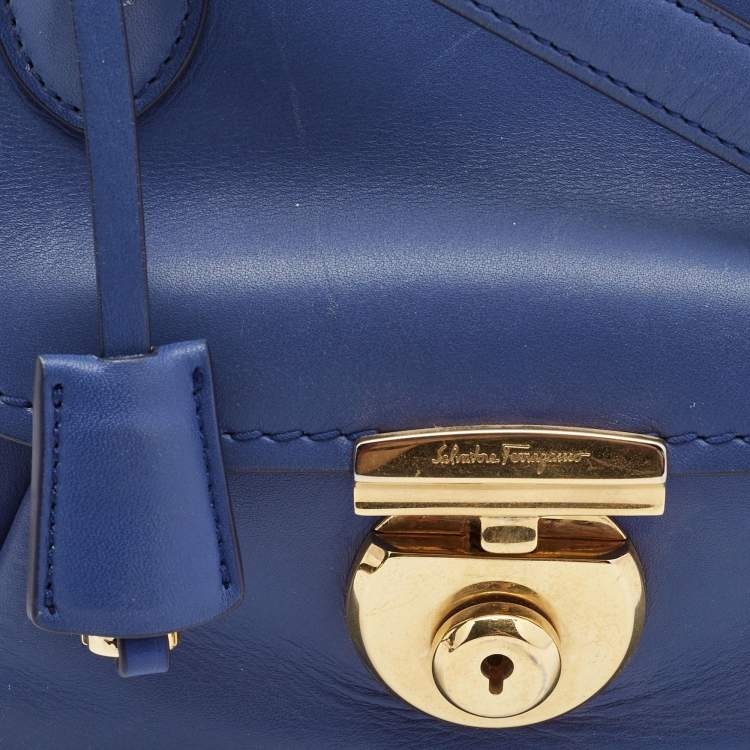 مملوكة مسبقًا Salvatore Ferragamo Purple Leather Fiamma Satchel