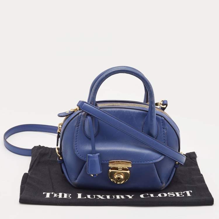 مملوكة مسبقًا Salvatore Ferragamo Purple Leather Fiamma Satchel
