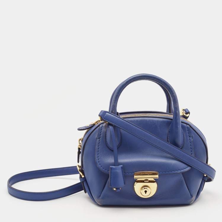 مملوكة مسبقًا Salvatore Ferragamo Purple Leather Fiamma Satchel