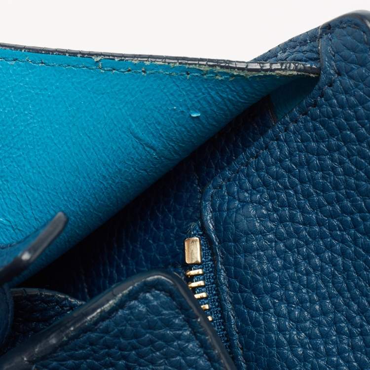 Pre Owned Salvatore Ferragamo Two Tone Blue Leather Small Amy Tote