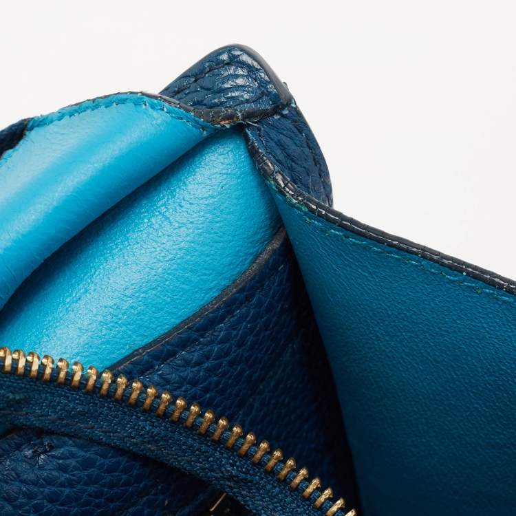 Pre Owned Salvatore Ferragamo Two Tone Blue Leather Small Amy Tote