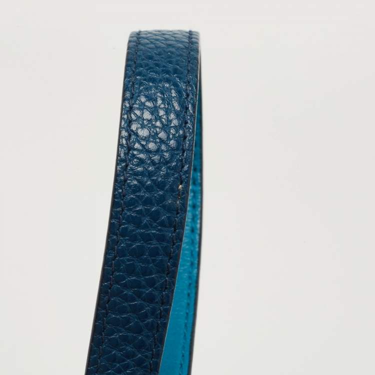 Pre Owned Salvatore Ferragamo Two Tone Blue Leather Small Amy Tote
