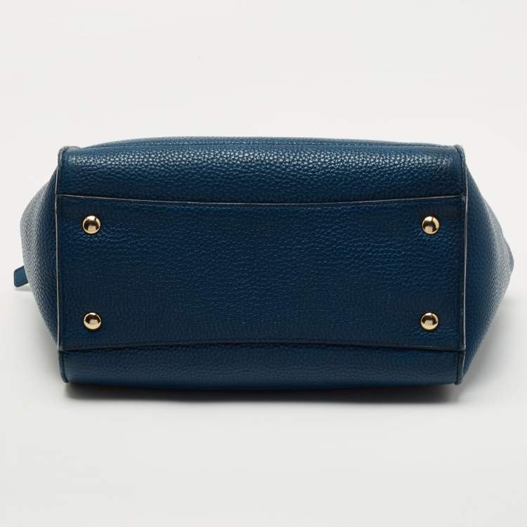 Pre Owned Salvatore Ferragamo Two Tone Blue Leather Small Amy Tote