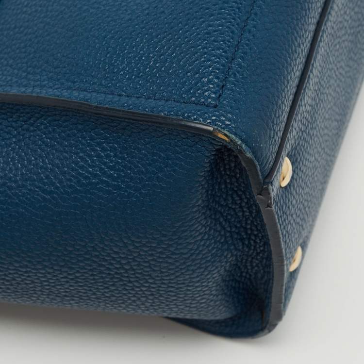 Pre Owned Salvatore Ferragamo Two Tone Blue Leather Small Amy Tote