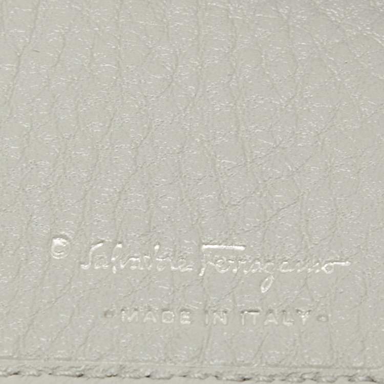 Pre Owned Salvatore Ferragamo Grey Leather Gancio Flap Wallet
