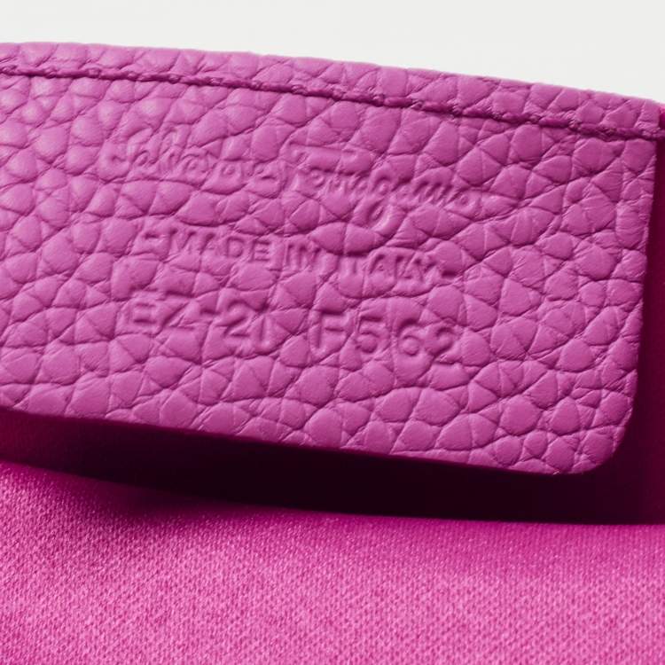 Pre Owned Salvatore Ferragamo Pink Leather Gancini Flap Oversize Clutch