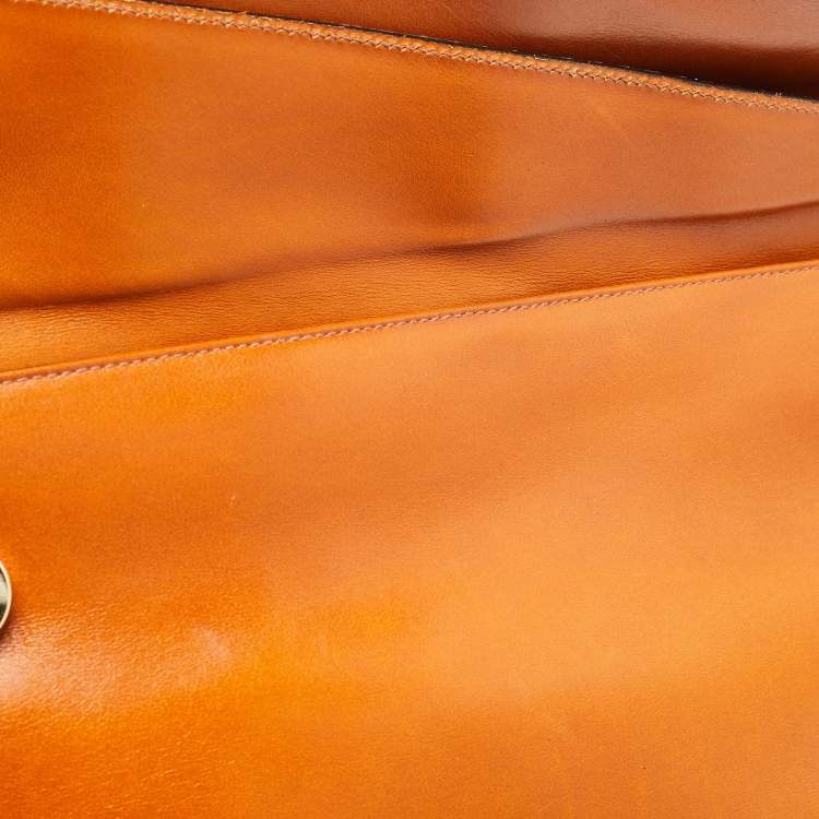 Pre Owned Salvatore Ferragamo Brown Python and Leather Flap Clutch Bag