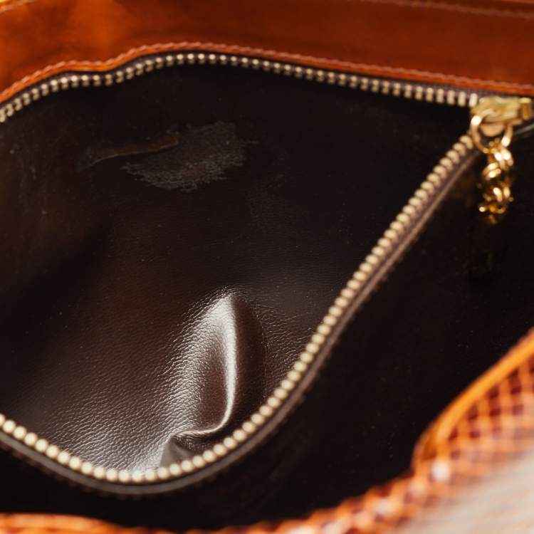 Pre Owned Salvatore Ferragamo Brown Python and Leather Flap Clutch Bag