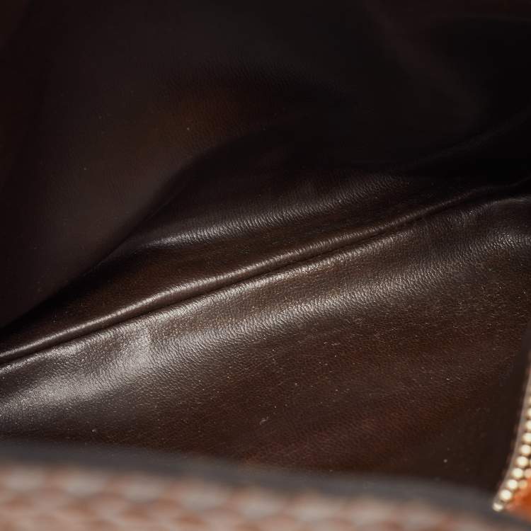 Pre Owned Salvatore Ferragamo Brown Python and Leather Flap Clutch Bag