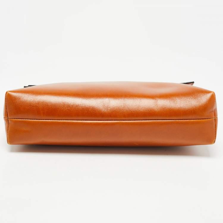 Pre Owned Salvatore Ferragamo Brown Python and Leather Flap Clutch Bag