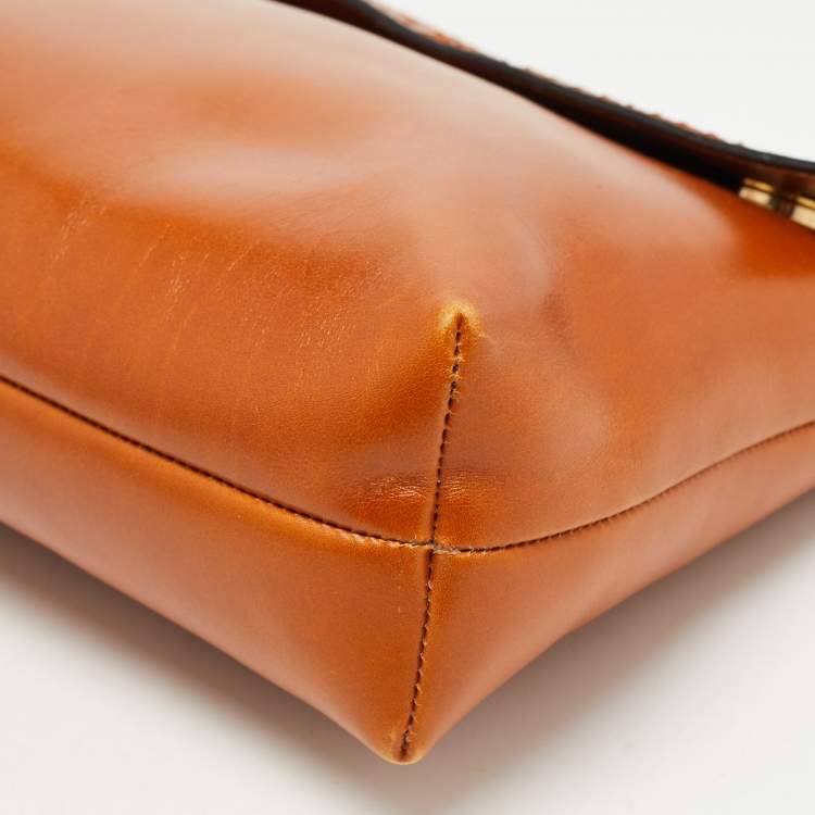 Pre Owned Salvatore Ferragamo Brown Python and Leather Flap Clutch Bag