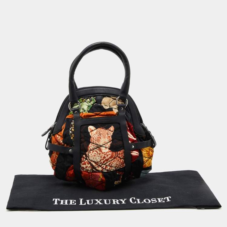 Pre Owned Salvatore Ferragamo Multicolor Canvas and Leather Animal Print Satchel