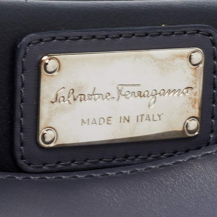 Pre Owned Salvatore Ferragamo Leather and Watersnake Leather Sofia Top Handle Bag