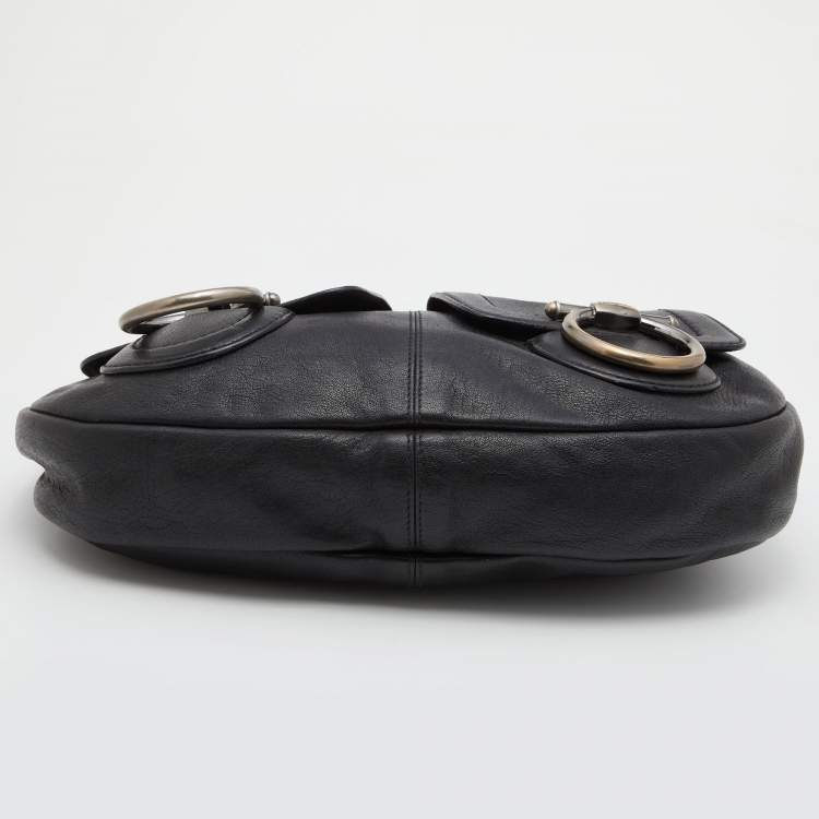 Pre Owned Salvatore Ferragamo Black Leather Hobo 