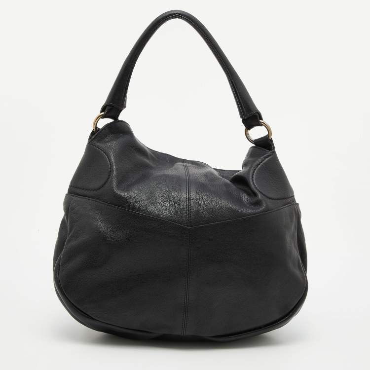Pre Owned Salvatore Ferragamo Black Leather Hobo 