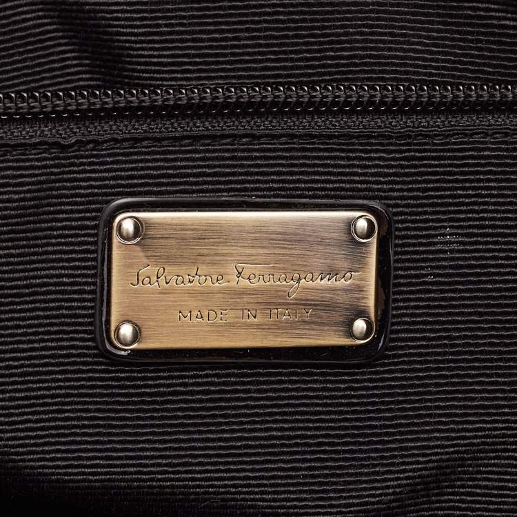 Pre Owned Salvatore Ferragamo Black Nylon Vara Bow Tote 