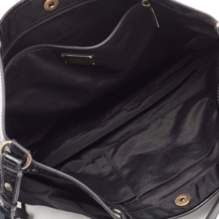 Pre Owned Salvatore Ferragamo Black Nylon Vara Bow Tote 