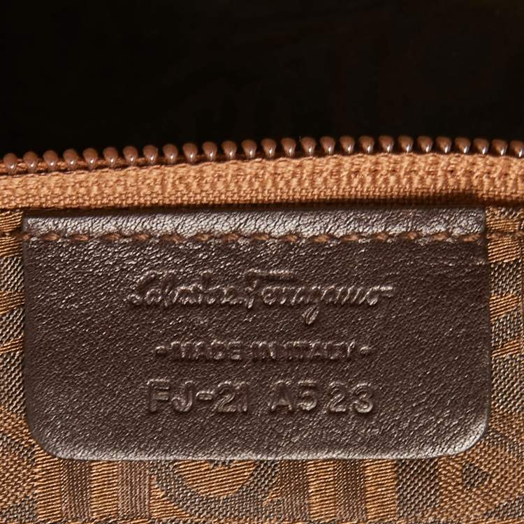 مملوكة مسبقًا Salvatore Ferragamo Brown/Beige Water Snakeskin Satchel  