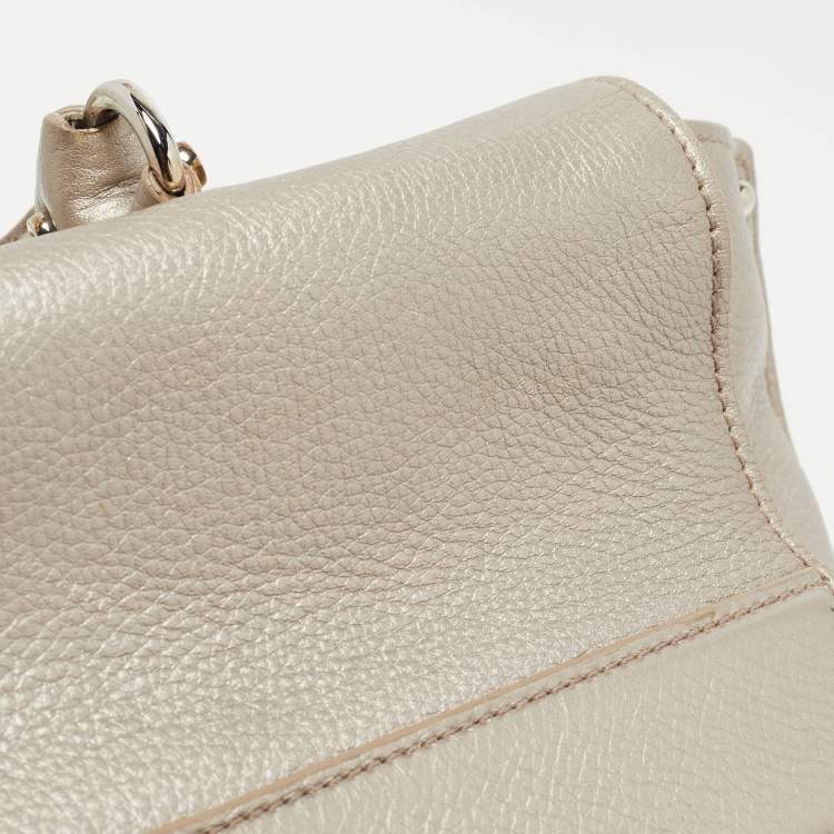 Pre Owned Salvatore Ferragamo Metallic Silver Leather Large Sofia Top Handle Bag