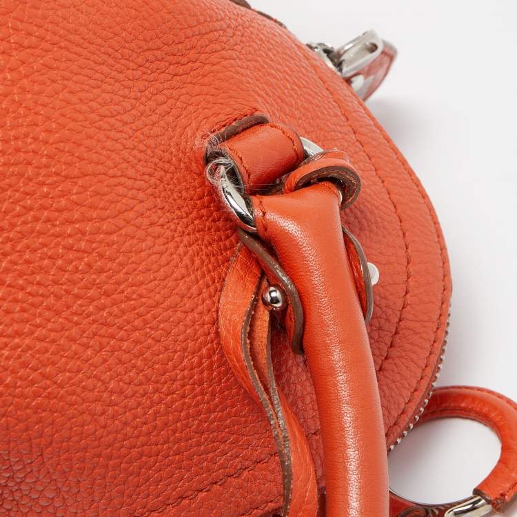Pre Owned Salvatore Ferragamo Orange Leather Logo Satchel