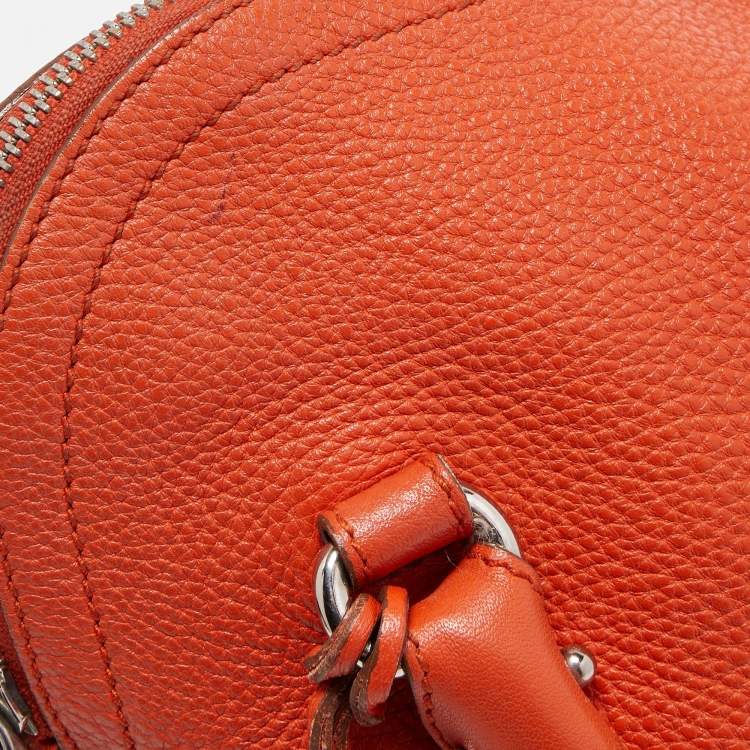 Pre Owned Salvatore Ferragamo Orange Leather Logo Satchel