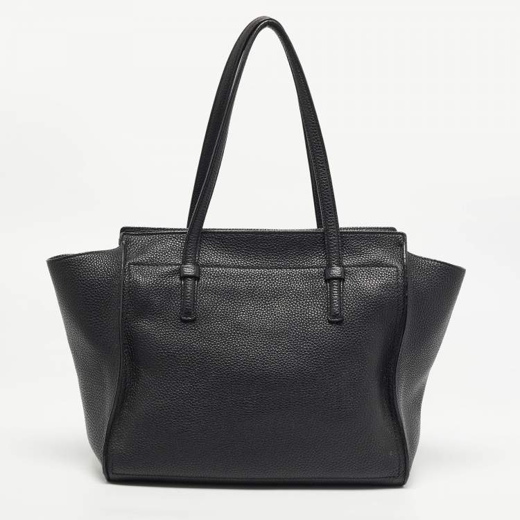Pre Owned Salvatore Ferragamo Black Leather Medium Amy Tote