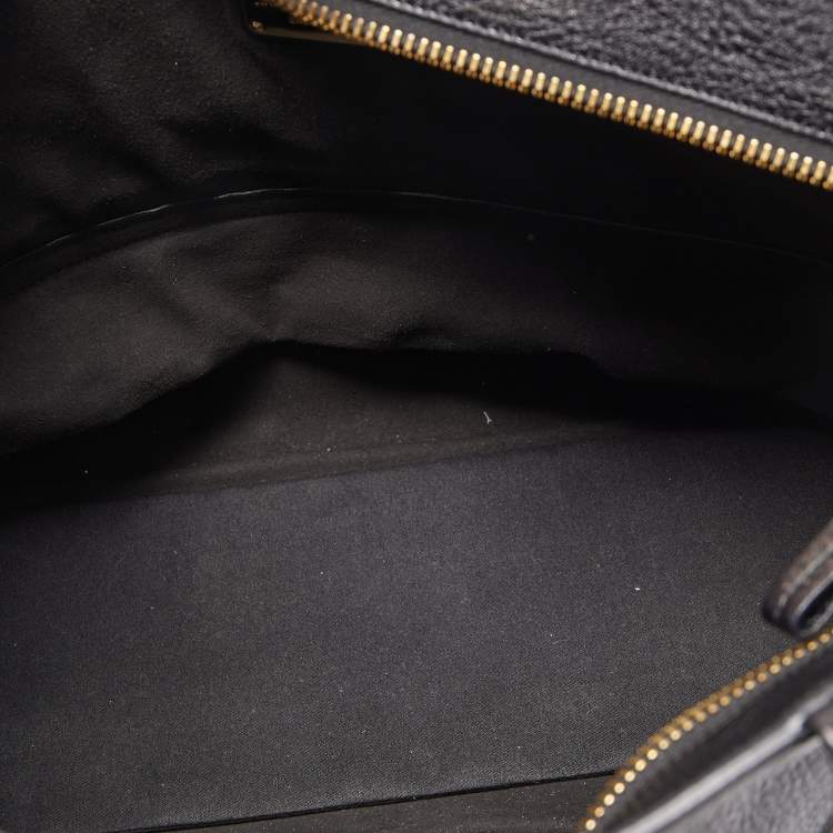Pre Owned Salvatore Ferragamo Black/White Grain Leather Tara Expandable Tote