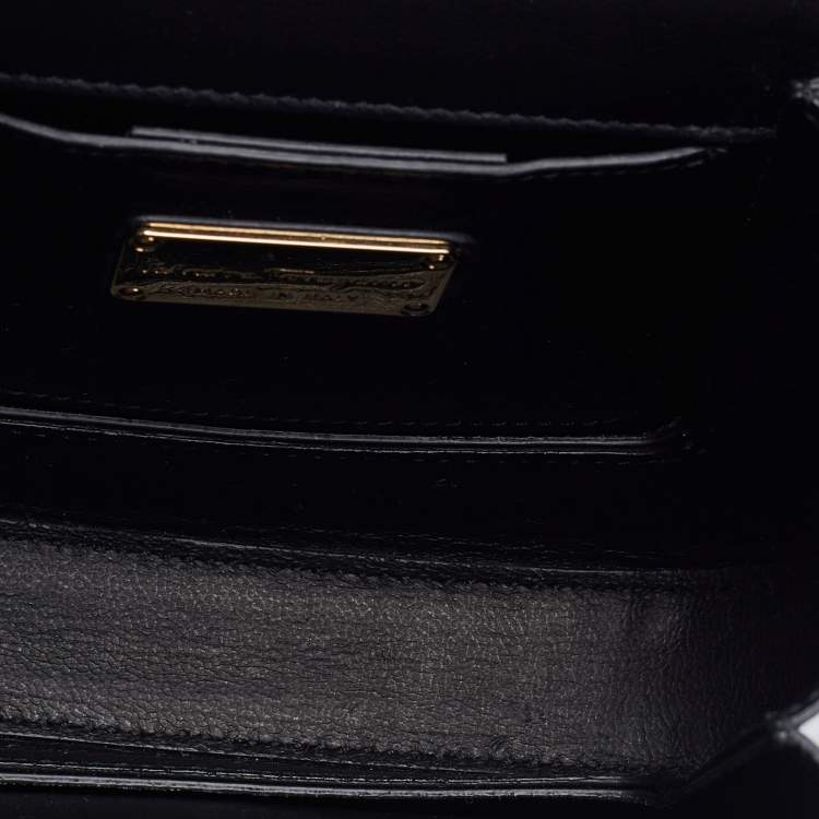 Pre Owned Salvatore Ferragamo Black Patent Leather Sabine Crossbody Bag