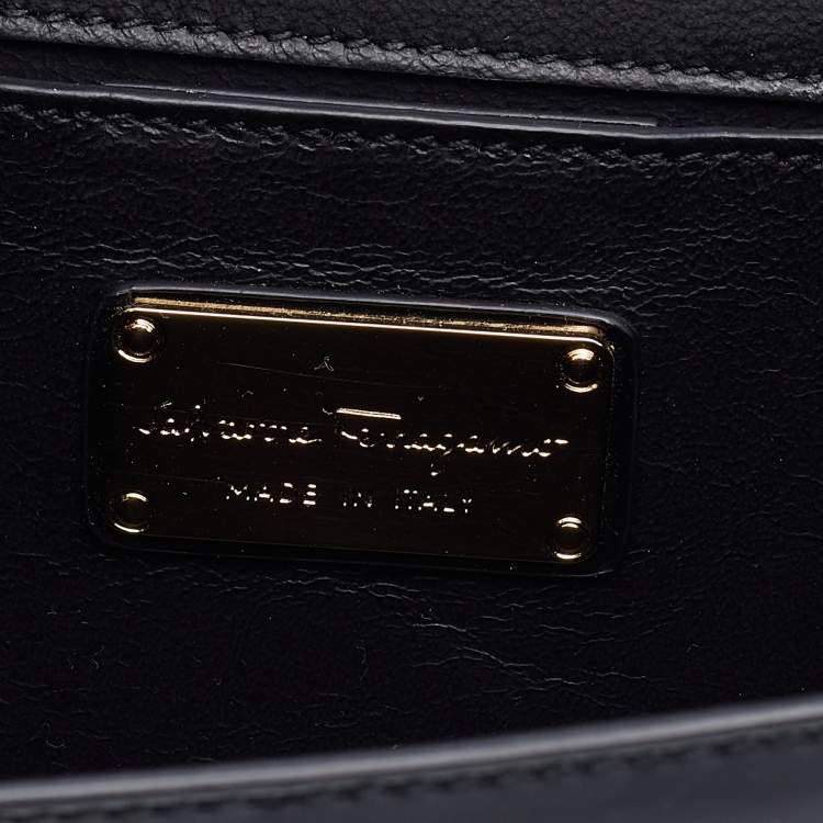 Pre Owned Salvatore Ferragamo Black Patent Leather Sabine Crossbody Bag