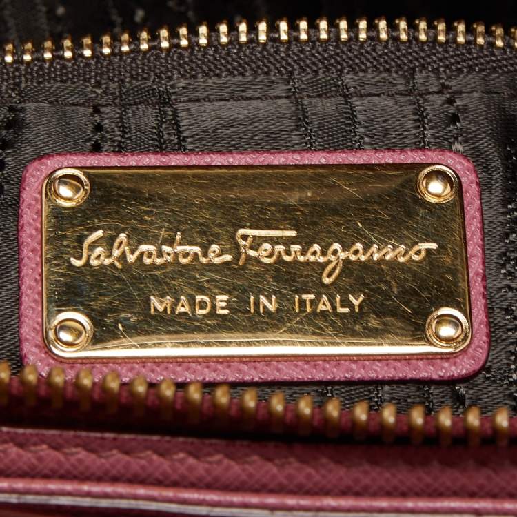 Pre Owned Salvatore Ferragamo Dark Pink Leather Beky Tote