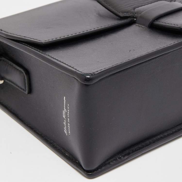 Pre Owned Salvatore Ferragamo Black Leather Altea Box Crossbody Bag