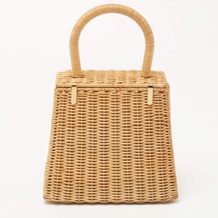 Pre Owned Salvatore Ferragamo Beige Raffia Limited Edition 31/100 Gancini Wicker Top Handle Bag