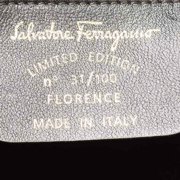 Pre Owned Salvatore Ferragamo Beige Raffia Limited Edition 31/100 Gancini Wicker Top Handle Bag
