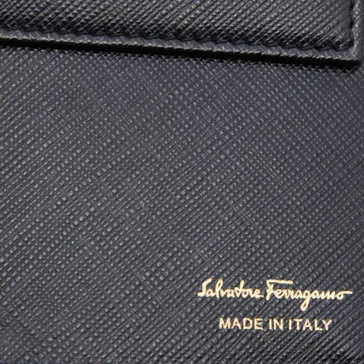 Pre Owned Salvatore Ferragamo Black Leather Vara Bow Wallet on Chain