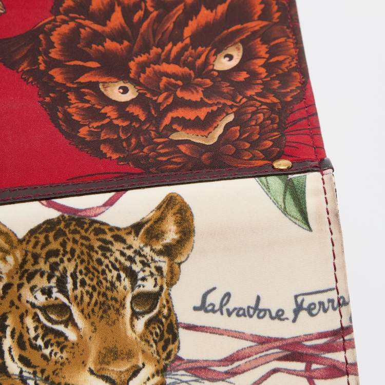Pre Owned Salvatore Ferragamo Multicolor Jungle Print Fabric Flap Continental Wallet