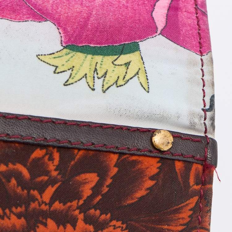 Pre Owned Salvatore Ferragamo Multicolor Jungle Print Fabric Flap Continental Wallet