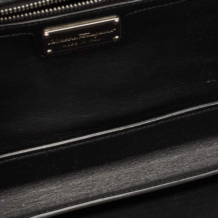 Pre Owned Salvatore Ferragamo Black Patent Leather Ginny Shoulder Bag