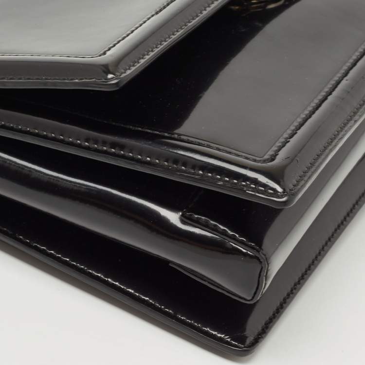 Pre Owned Salvatore Ferragamo Black Patent Leather Ginny Shoulder Bag