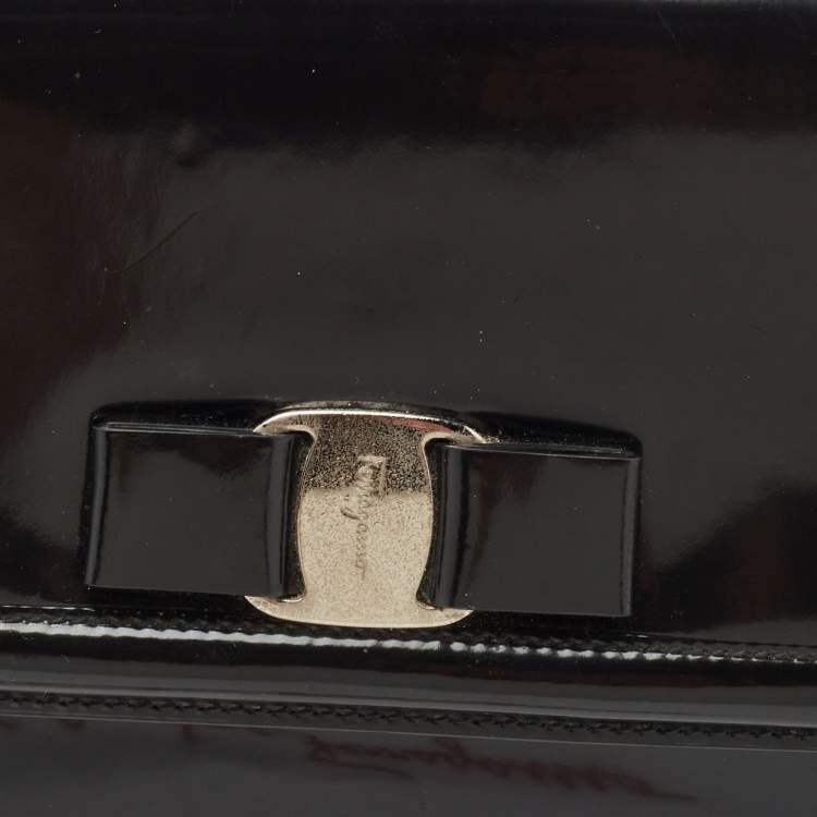 Pre Owned Salvatore Ferragamo Black Patent Leather Ginny Shoulder Bag