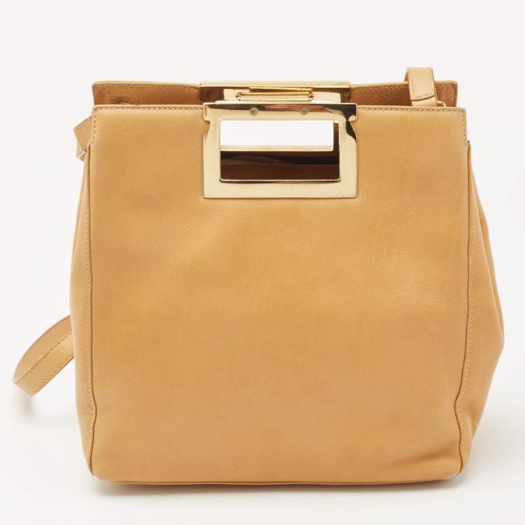 Pre Owned Salvatore Ferragamo Tan Leather Shoulder Bag