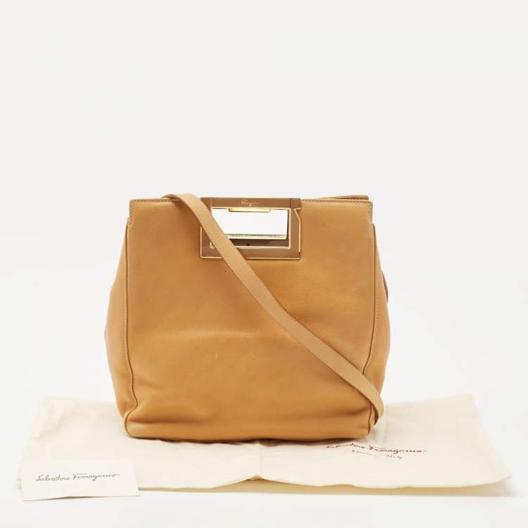 Pre Owned Salvatore Ferragamo Tan Leather Shoulder Bag