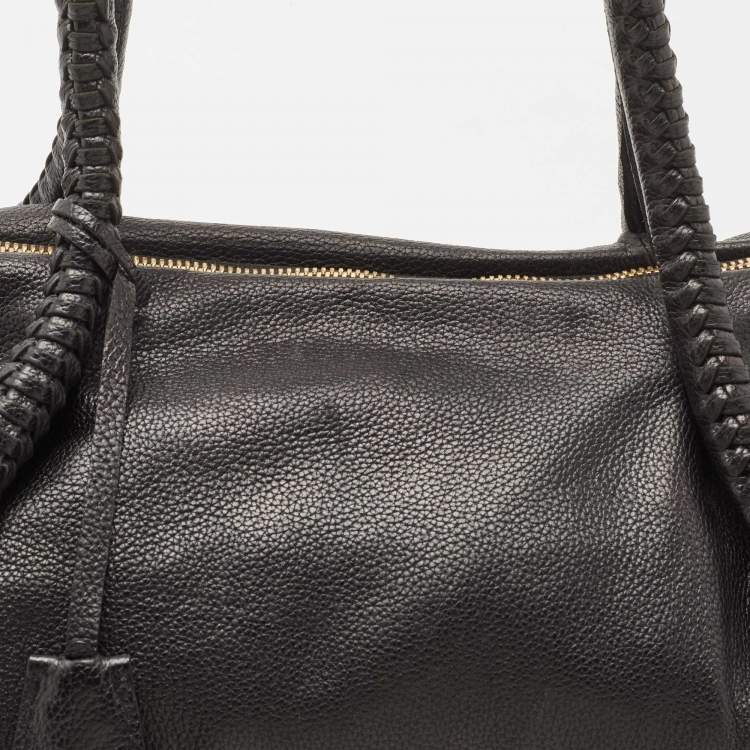 Pre Owned Salvatore Ferragamo Black Leather Braided Satchel