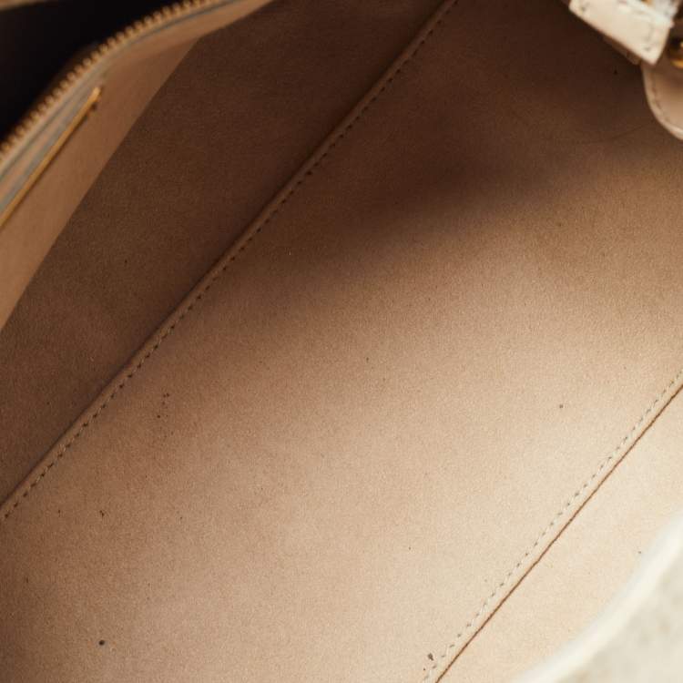 مملوكة مسبقًا Salvatore Ferragamo Cream/Beige Watersnake and Leather Studded Sofia Top Handle Bag