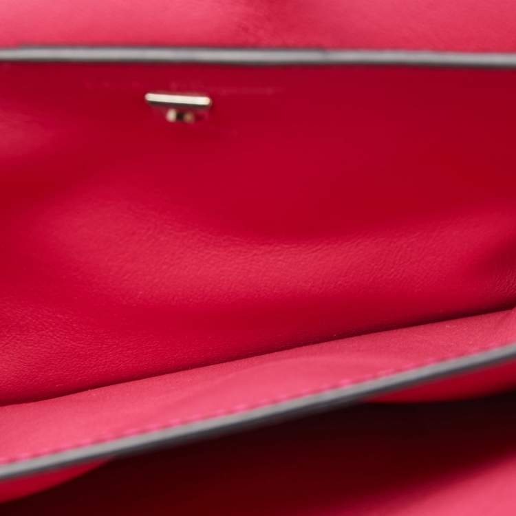 Pre Owned Salvatore Ferragamo Pink/Beige Leather Trifolio Crossbody Bag