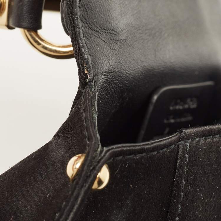 Pre Owned Salvatore Ferragamo Black Satin Mini Sofia Top Handle Bag